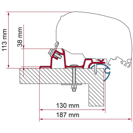 Fiamma Adapter Caravan Standard 550 (98655Z185) - Fiamma wall installation adapters enabling secure awning mounting across different vehicle types - My Fiamma