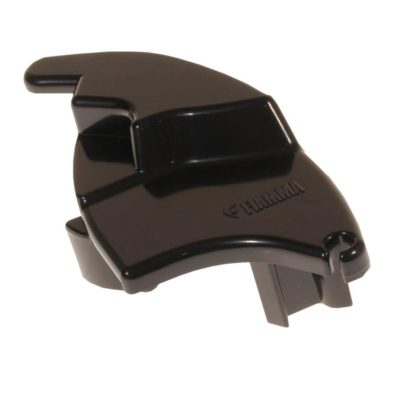 Fiamma F65L 2018 Left Hand Pelmet Cap Black (98665-02H) - Fiamma wall installation adapters enabling secure awning mounting across different vehicle types - My Fiamma