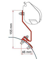 Fiamma F35 Adapter Kit Vw Caddy Maxi Left Roof Deep Black 98655Z109 - Fiamma wall installation adapters enabling secure awning mounting across different vehicle types - My Fiamma