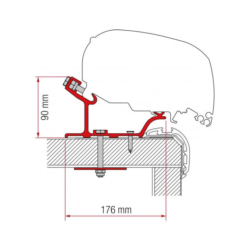Fiamma Adapter Carthago Malibu 490 (98655Z086) - Fiamma wall installation adapters enabling secure awning mounting across different vehicle types - My Fiamma