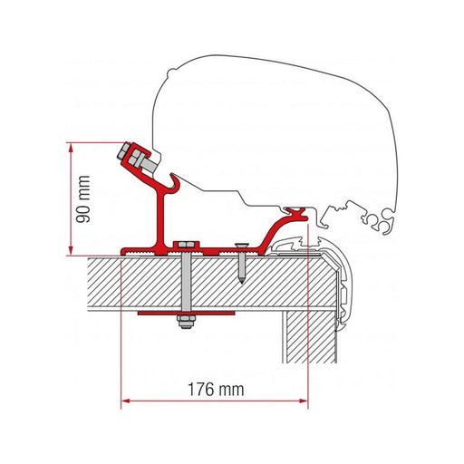 Fiamma Adapter Carthago Malibu 490 (98655Z086) - Fiamma wall installation adapters enabling secure awning mounting across different vehicle types - My Fiamma
