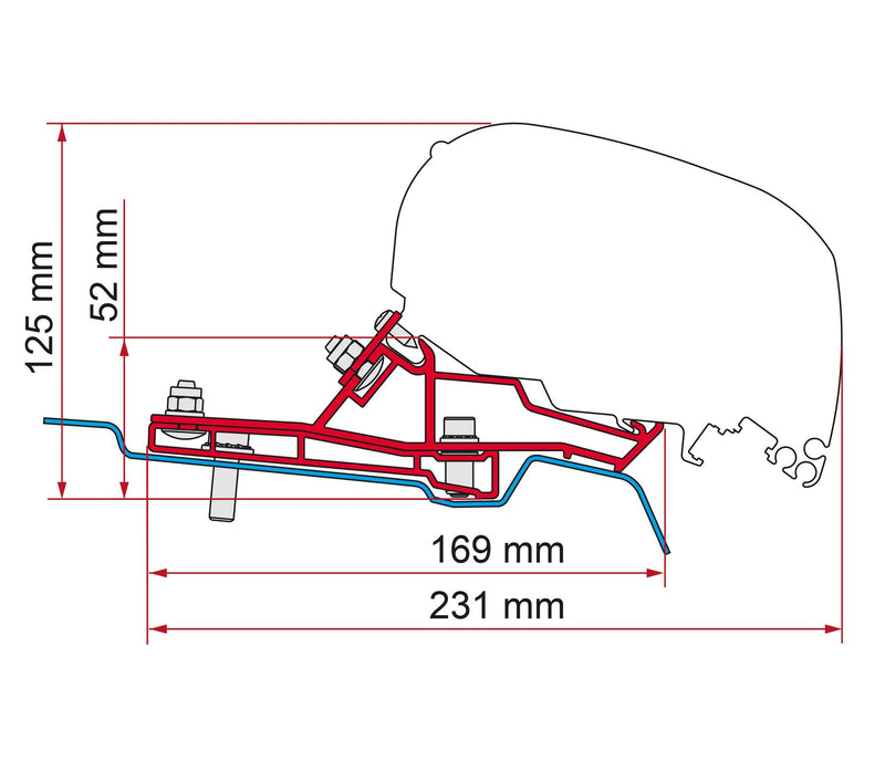 Fiamma Adapter Ford Transit Van RHD H2-L3 340 (98655Z189) - Fiamma wall installation adapters enabling secure awning mounting across different vehicle types - My Fiamma