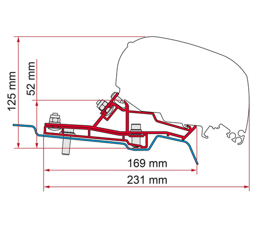 Fiamma Adapter Ford Transit Van RHD H2-L3 340 (98655Z189) - Fiamma wall installation adapters enabling secure awning mounting across different vehicle types - My Fiamma
