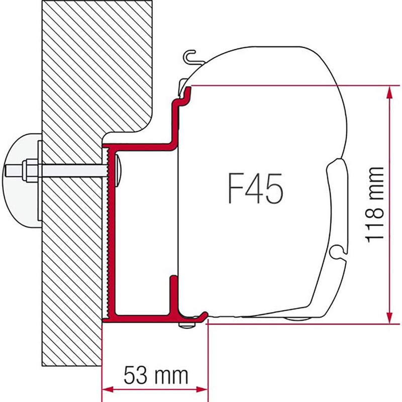 Fiamma F45 F70 Awning Adaptor 350cm Bracket for Eura Mobil Karmann 98655-764 - Fiamma wall installation adapters enabling secure awning mounting across different vehicle types - My Fiamma