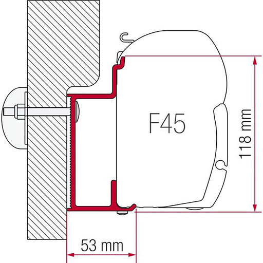 Fiamma F45 F70 Awning Adaptor 350cm Bracket for Eura Mobil Karmann 98655-764 - Fiamma wall installation adapters enabling secure awning mounting across different vehicle types - My Fiamma