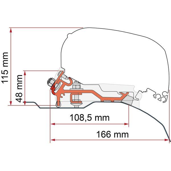 Fiamma F80/F65 Adapter Ducato H2 - L4 >06 98655Z148 - Fiamma wall installation adapters enabling secure awning mounting across different vehicle types - My Fiamma