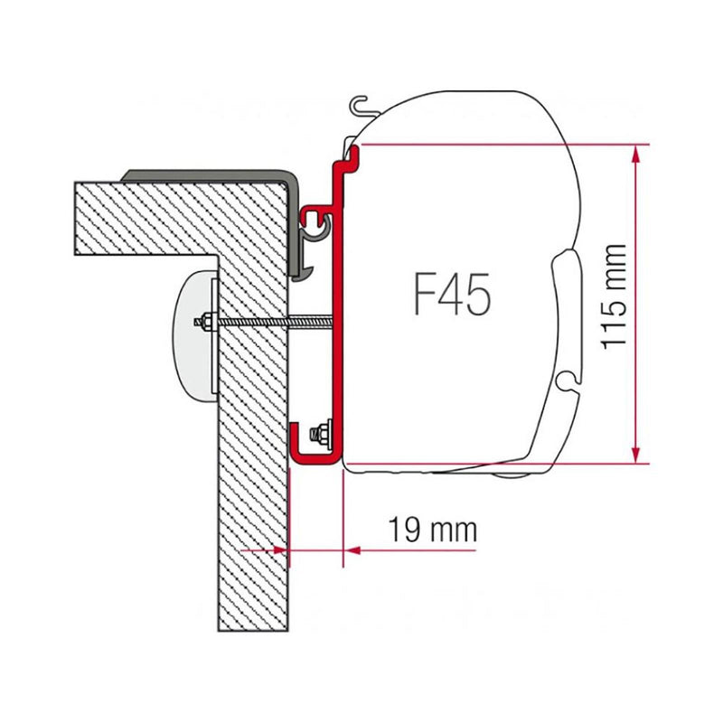Fiamma Adapter Brackets Fiat Rapido Serie 9 for F45 F70 Awning 98655-223 - Fiamma wall installation adapters enabling secure awning mounting across different vehicle types - My Fiamma