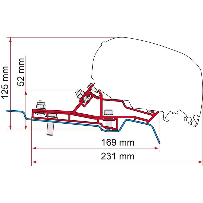 Fiamma F80s Bracket Kit for Ford Transit H2-L3 Vehicles (98655Z167) - Fiamma wall installation adapters enabling secure awning mounting across different vehicle types - My Fiamma