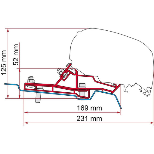 Fiamma F80s Bracket Kit for Ford Transit H2-L3 Vehicles (98655Z167) - Fiamma wall installation adapters enabling secure awning mounting across different vehicle types - My Fiamma