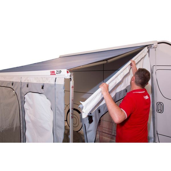 Fiamma Polar White Zip Top 450 Royal Blue Fabric (06531A01Q) - Fiamma wall installation adapters enabling secure awning mounting across different vehicle types - My Fiamma