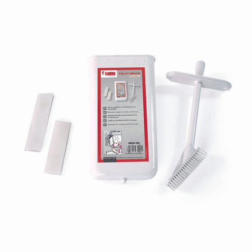Fiamma Toilet Brush Seat-Fit - Compact Brush & Holder - Velcro Mount - White - Fiamma toilet and hygiene products for caravans offering clean, practical sanitation solutions on the road - My Fiamma