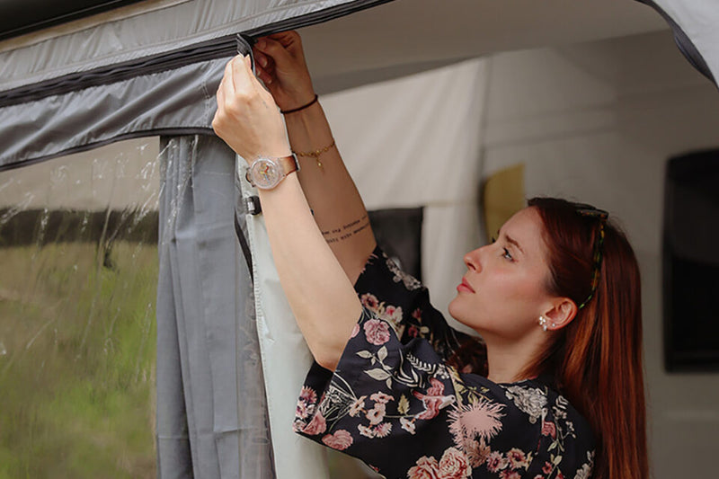 Privacy Ultra Light 450 – fits 450 cm awning · height 230–280 cm · depth 250 cm - Fiamma panels and enclosures for caravans and motorhomes, designed to create shaded, sheltered outdoor living spaces - My Fiamma