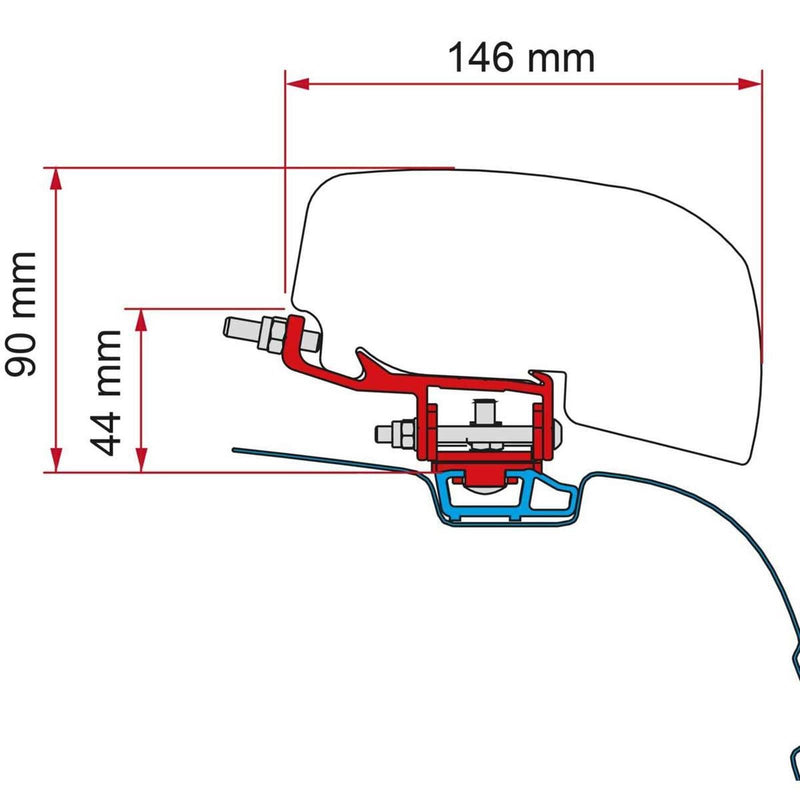Fiamma VW T6 Transporter Multirail Brackets for F40 Awning Deep Black - Fiamma wall installation adapters enabling secure awning mounting across different vehicle types - My Fiamma