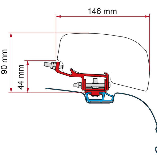 Fiamma VW T6 Transporter Multirail Brackets for F40 Awning Deep Black - Fiamma wall installation adapters enabling secure awning mounting across different vehicle types - My Fiamma