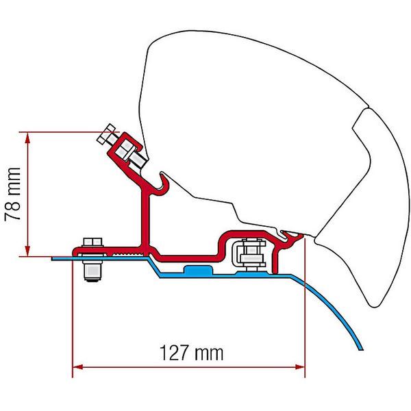 Fiamma Adapter Bracket Kit for Ducato / Jumper / Boxer H3 After 06 - Fiamma wall installation adapters enabling secure awning mounting across different vehicle types - My Fiamma