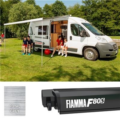 Fiamma F80S 370 Awning Deep Black Case Royal Grey Fabric Motorhome Caravan Van - Fiamma wall installation adapters enabling secure awning mounting across different vehicle types - My Fiamma