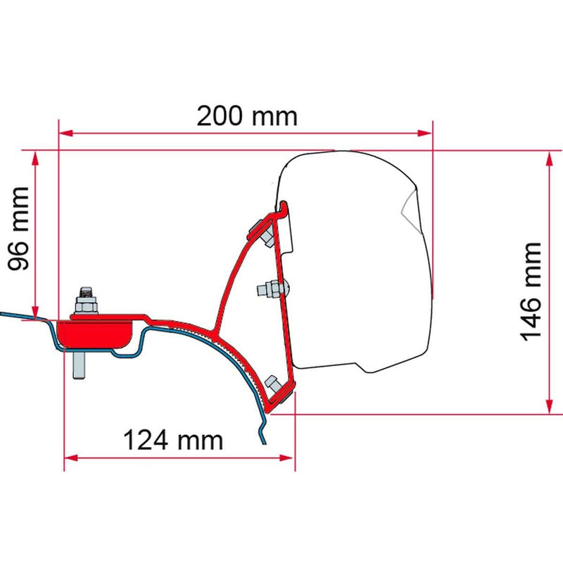Fiamma VW T5/T6 Transporter Brackets for F43 Awning RHD - Deep Black - Fiamma wall installation adapters enabling secure awning mounting across different vehicle types - My Fiamma