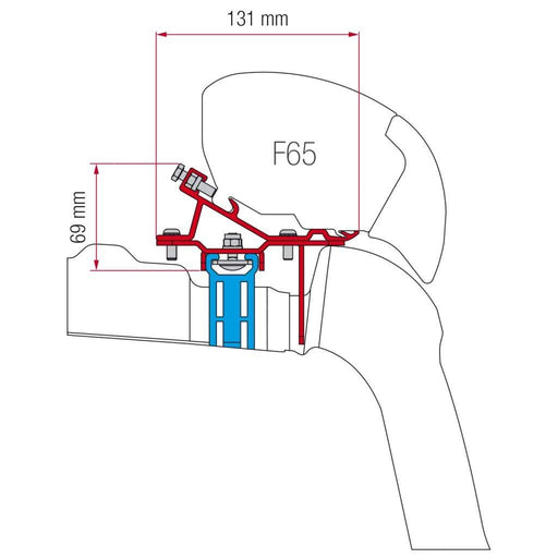 Fiamma F80/F65 Adapter Kit Vw Crafter >17 With Roof Rail 98655Z036 - Fiamma wall installation adapters enabling secure awning mounting across different vehicle types - My Fiamma