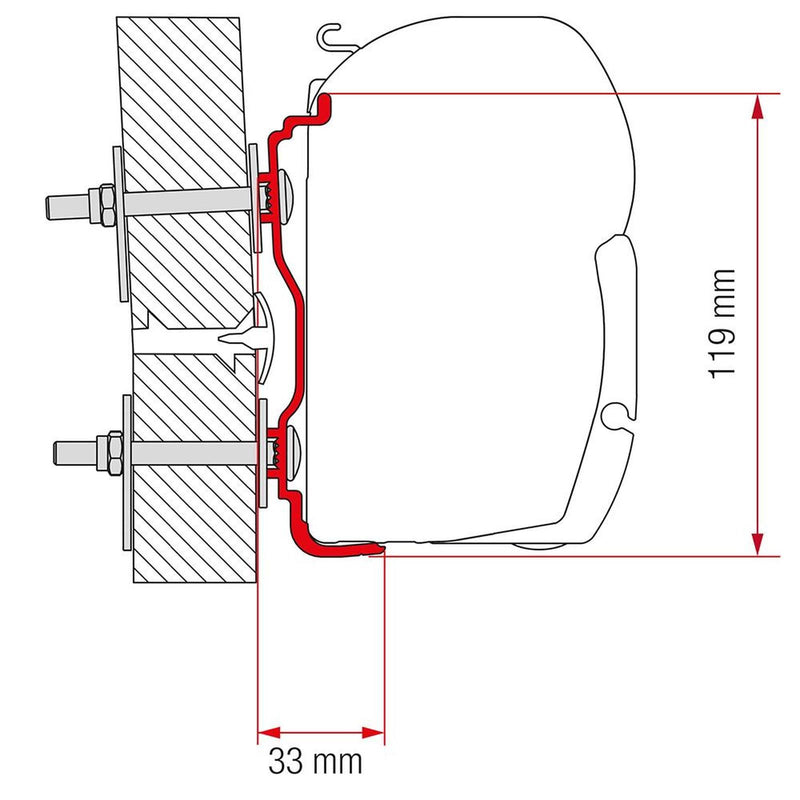 Fiamma Adapter Hymer 2016 400 (98655Z062) - Fiamma wall installation adapters enabling secure awning mounting across different vehicle types - My Fiamma