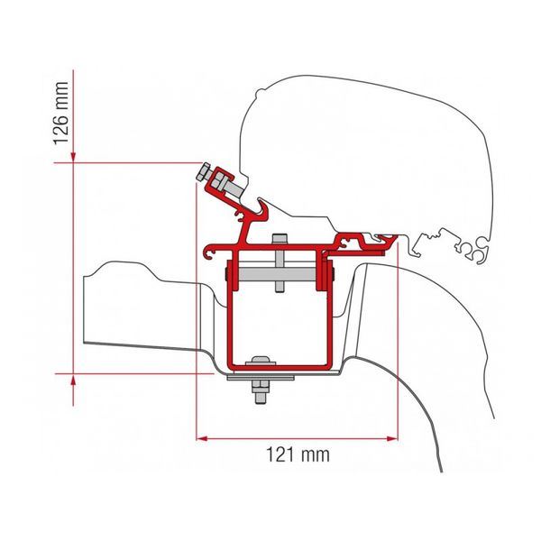 Kit VW Crafter H3/L3 - Deep Black - RHD - Fiamma wall installation adapters enabling secure awning mounting across different vehicle types - My Fiamma