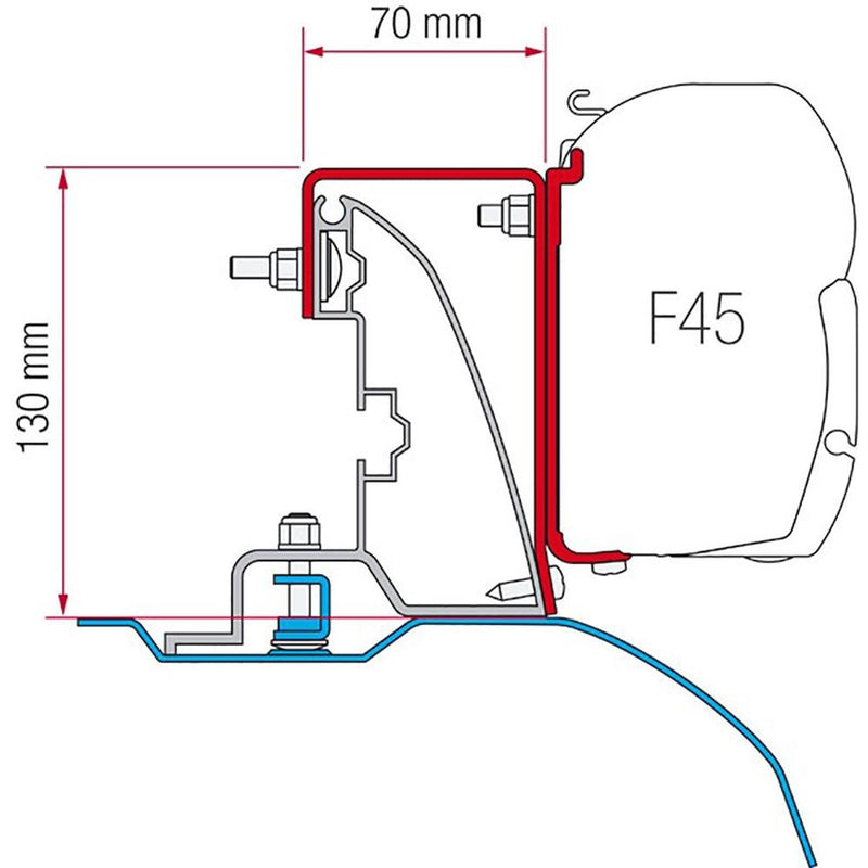 Fiamma Kit for Ducato H2 Roof Rail (98655-625) - Fiamma wall installation adapters enabling secure awning mounting across different vehicle types - My Fiamma