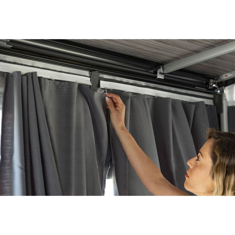 Enhance privacy with Fiamma Dark Grey Curtains Kit 1 Pair (08761 1 ) - Fiamma wall installation adapters enabling secure awning mounting across different vehicle types - My Fiamma