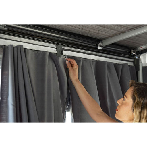 Enhance privacy with Fiamma Dark Grey Curtains Kit 1 Pair (08761 1 ) - Fiamma wall installation adapters enabling secure awning mounting across different vehicle types - My Fiamma