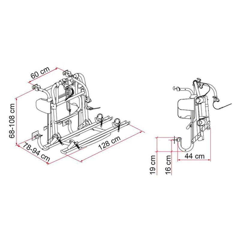 Fiamma Carry-Bike Lift 77 (02096-30) - Fiamma wall installation adapters enabling secure awning mounting across different vehicle types - My Fiamma