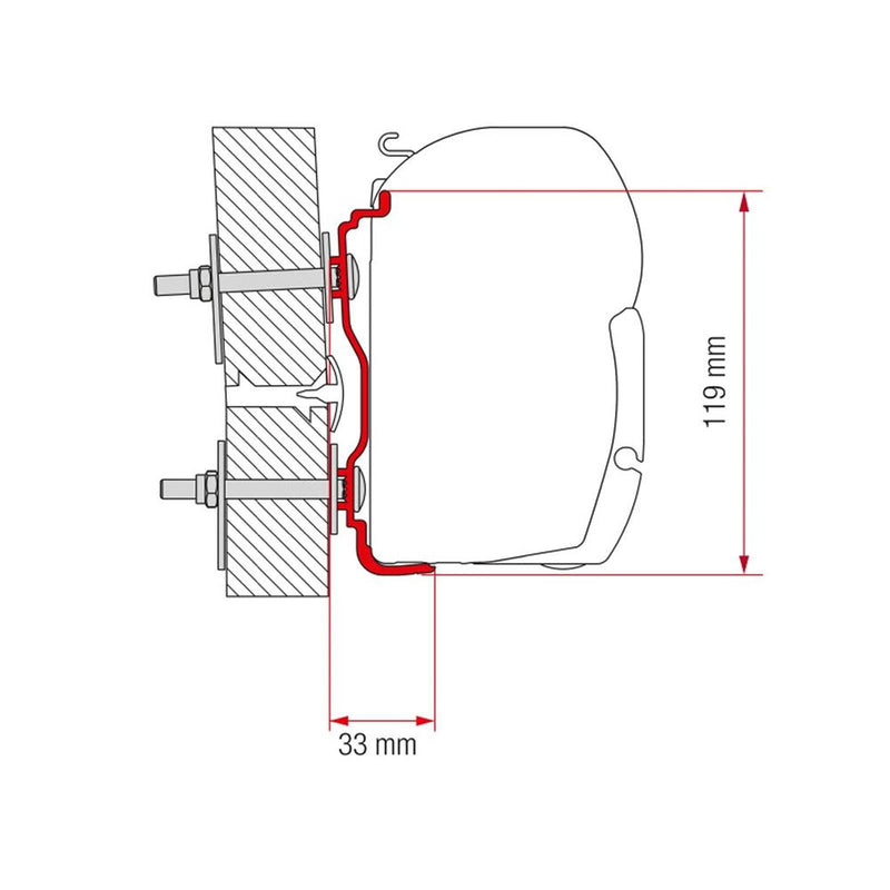 Fiamma Adapter Hymer 2016 500 (98655Z064) - Fiamma wall installation adapters enabling secure awning mounting across different vehicle types - My Fiamma