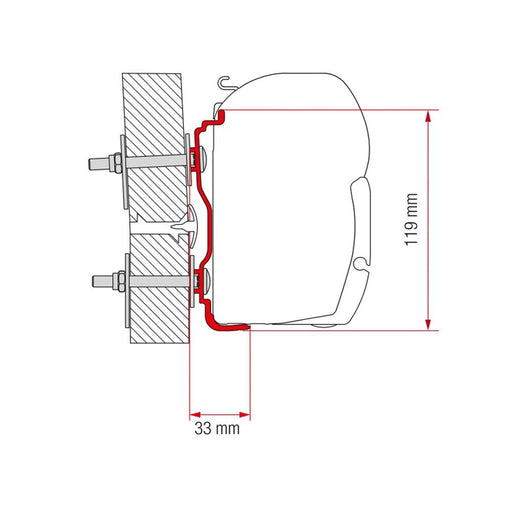 Fiamma Adapter Hymer 2016 500 (98655Z064) - Fiamma wall installation adapters enabling secure awning mounting across different vehicle types - My Fiamma