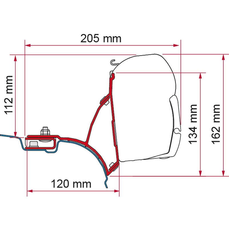 Fiamma VW T5/T6 Transporter Brackets for F45 Awning LHD - Deep Black - Fiamma wall installation adapters enabling secure awning mounting across different vehicle types - My Fiamma