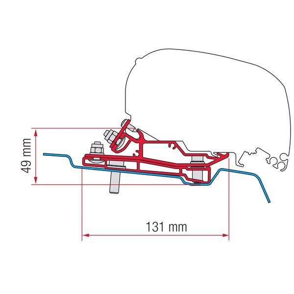 Fiamma F80/F65 Adapter Ford Transit H3 400 98655Z108 - Fiamma wall installation adapters enabling secure awning mounting across different vehicle types - My Fiamma