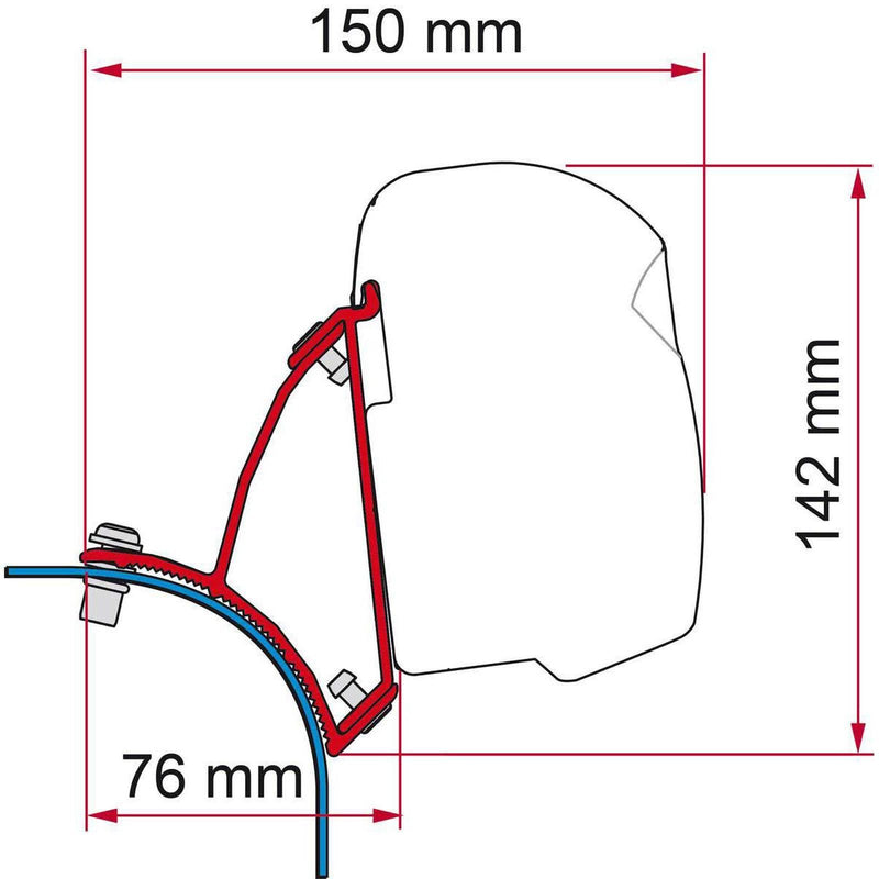 Fiamma F43 Bracket for VW T5/T6 Transporter Lift Roof LHD - Deep Black - Fiamma wall installation adapters enabling secure awning mounting across different vehicle types - My Fiamma