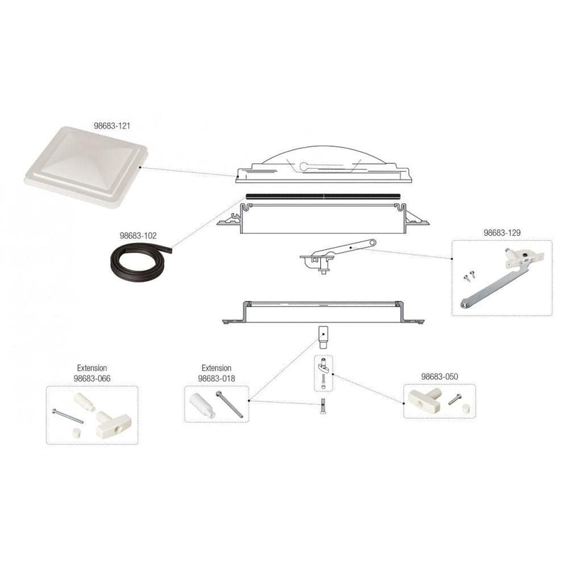 Fiamma Spare Dome Crystal For T/Vent Premium P3 & Vent 98683-101 - Fiamma wall installation adapters enabling secure awning mounting across different vehicle types - My Fiamma