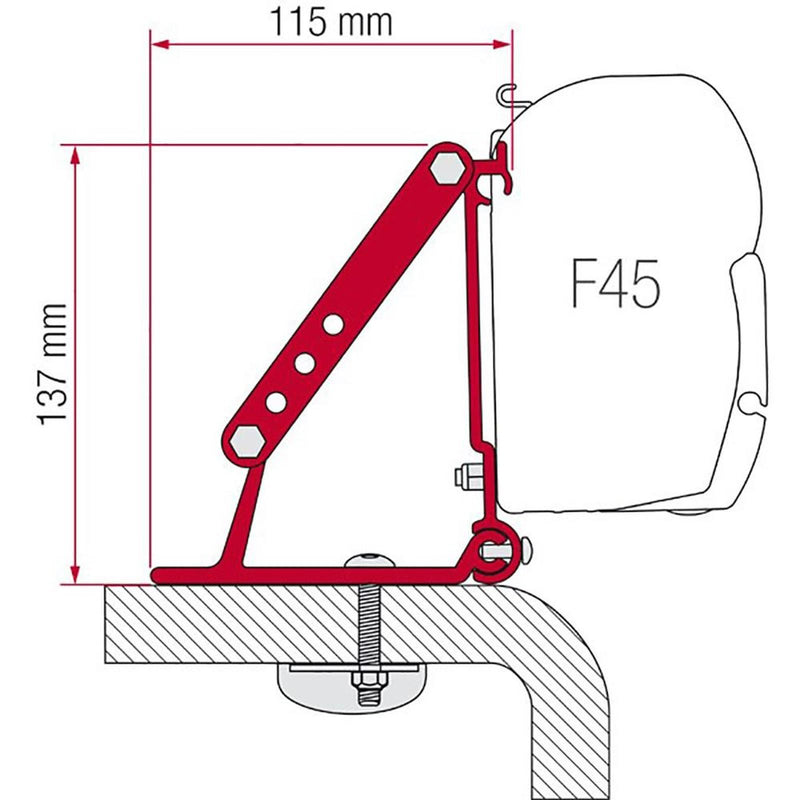 Fiamma Kit Roof Adapter Brackets for F45 F70 Awning Motorhome 98655-316 - Fiamma wall installation adapters enabling secure awning mounting across different vehicle types - My Fiamma