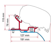 Fiamma Adapter Bracket Kit for Ducato / Jumper / Boxer H3 After 06 - Fiamma wall installation adapters enabling secure awning mounting across different vehicle types - My Fiamma