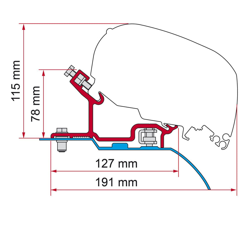 Fiamma Adapter Bracket Kit for Ducato / Jumper / Boxer H3 After 06 - Fiamma wall installation adapters enabling secure awning mounting across different vehicle types - My Fiamma