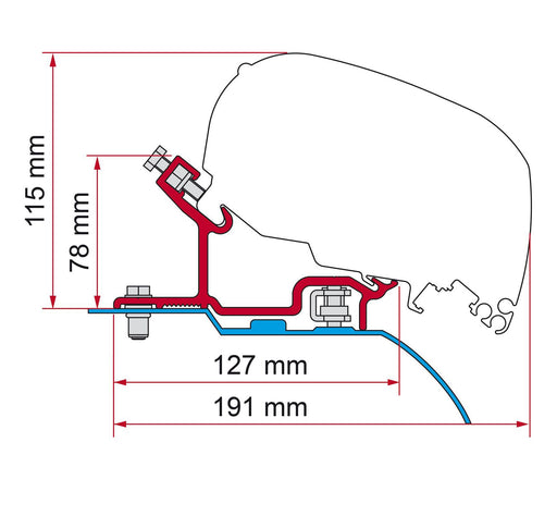 Fiamma Adapter Bracket Kit for Ducato / Jumper / Boxer H3 After 06 - Fiamma wall installation adapters enabling secure awning mounting across different vehicle types - My Fiamma