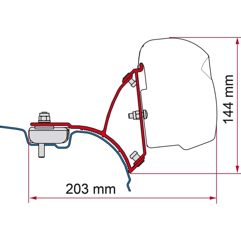 Fiamma VW T5/T6 Transporter Brackets for F43 Awning LHD - Deep Black - Fiamma wall installation adapters enabling secure awning mounting across different vehicle types - My Fiamma