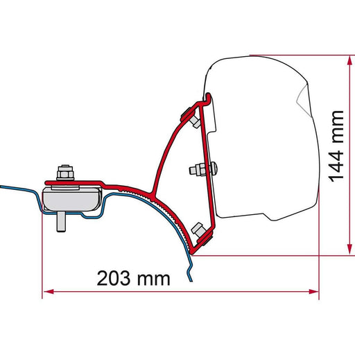 Fiamma VW T5/T6 Transporter Brackets for F43 Awning LHD - Deep Black - Fiamma wall installation adapters enabling secure awning mounting across different vehicle types - My Fiamma