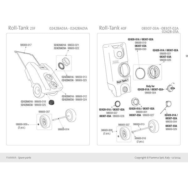 Fiamma Bi-Pot Large Cap Washer Tank 23F KTW (98669-023) - Fiamma wall installation adapters enabling secure awning mounting across different vehicle types - My Fiamma
