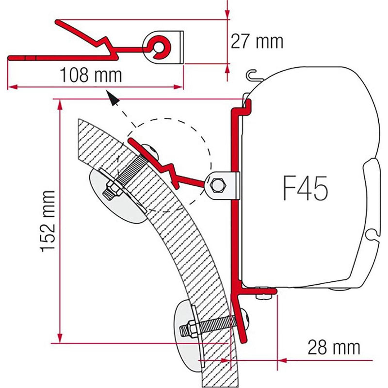 Fiamma Adapter C (02097-01-) - Fiamma wall installation adapters enabling secure awning mounting across different vehicle types - My Fiamma