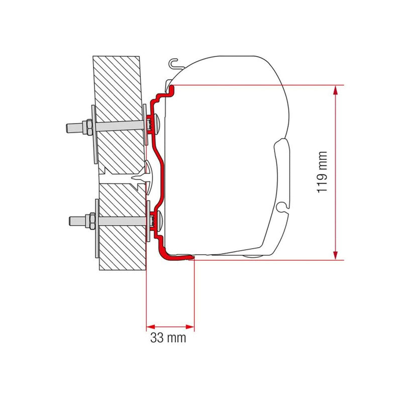 Fiamma Adapter Hymer 2016 300 (98655Z060) - Fiamma wall installation adapters enabling secure awning mounting across different vehicle types - My Fiamma