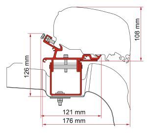 Kit VW Crafter H3/L3 - Deep Black - RHD - Fiamma wall installation adapters enabling secure awning mounting across different vehicle types - My Fiamma