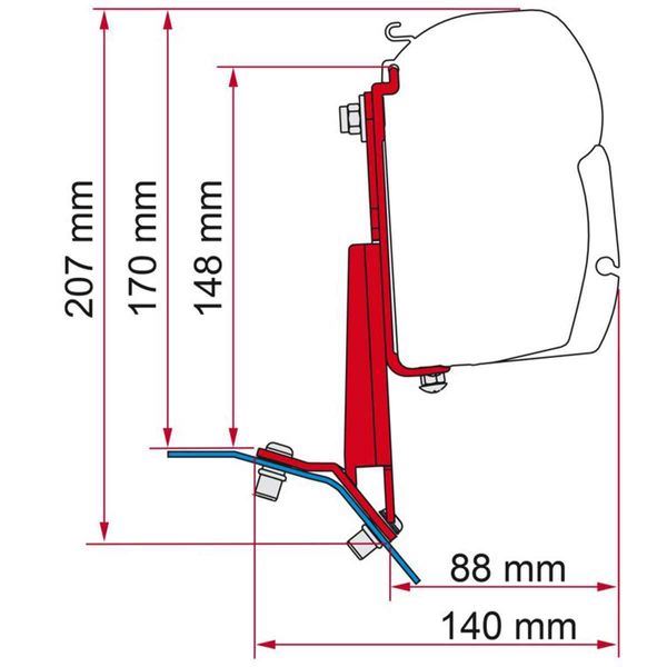 Fiamma Kit Ford Custom Lift Roof Rhd H1/L2 98655Z170 - Fiamma wall installation adapters enabling secure awning mounting across different vehicle types - My Fiamma