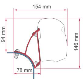 F43 Vw T5/T6 Lift Roof Brackets 98655A160 - Fiamma wall installation adapters enabling secure awning mounting across different vehicle types - My Fiamma