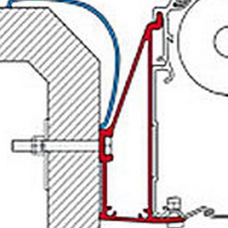 Fiamma 400cm Adapter Bracket Fiat Rapido Serie 6 for F45 F70 Awning 98655-896 - Fiamma wall installation adapters enabling secure awning mounting across different vehicle types - My Fiamma