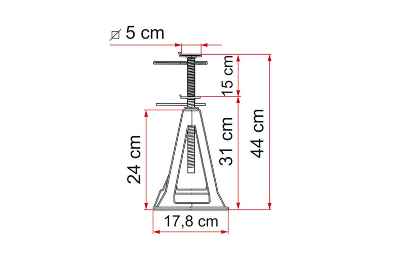Fiamma Aluminium Caravan Jacks – Set of 4 Adjustable Support Stands – 1000 kg Each – 28-43 cm - Fiamma jacks and support plates offering secure lifting and stable vehicle support on uneven terrain - My Fiamma