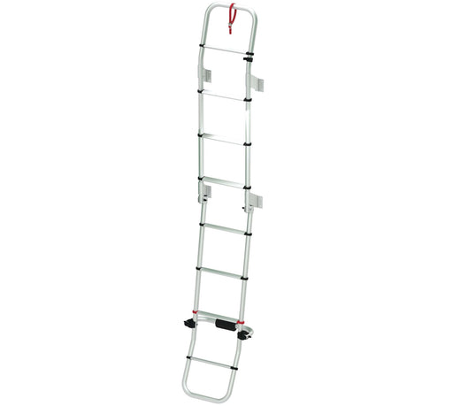 Deluxe 8 (8-step fold-up ladder, rear wall, aluminium, 100kg max) - Fiamma ladders for caravans and motorhomes providing safe, stable roof access for maintenance and storage - My Fiamma