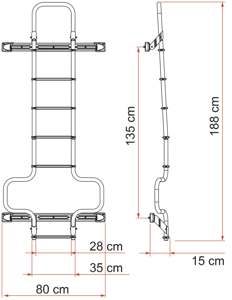Fiamma Deluxe DJ Ducato (6-step ladder, Aluminium) - Fiamma ladders for caravans and motorhomes providing safe, stable roof access for maintenance and storage - My Fiamma